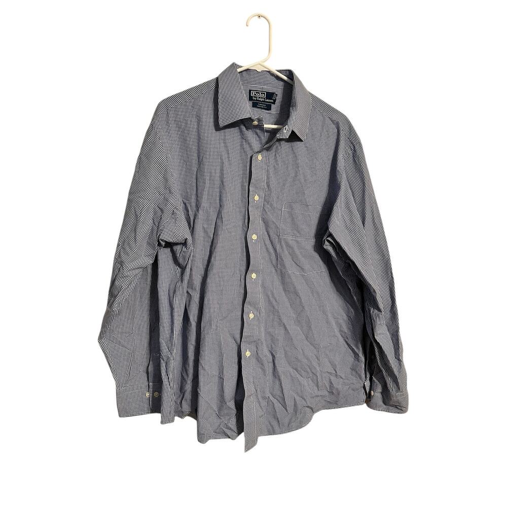 Polo by Ralph Lauren Curham Custom Fit Button Down Men's Shirt Size 17.5 Blue